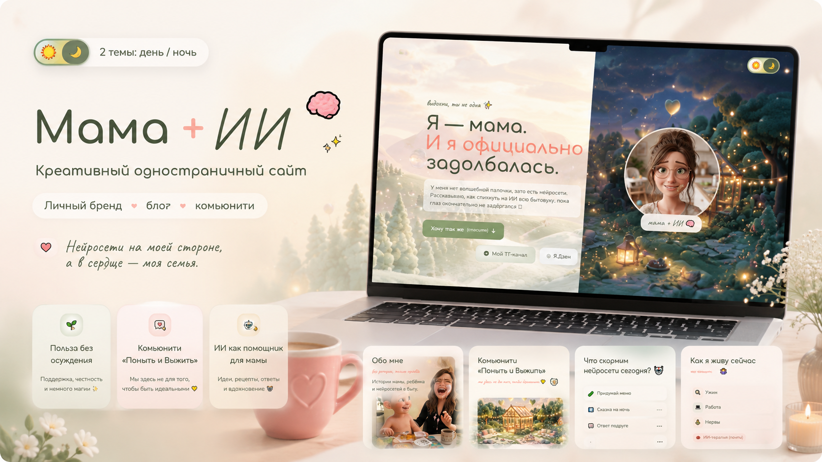Мама + ИИ — креативный сайт для личного бренда
